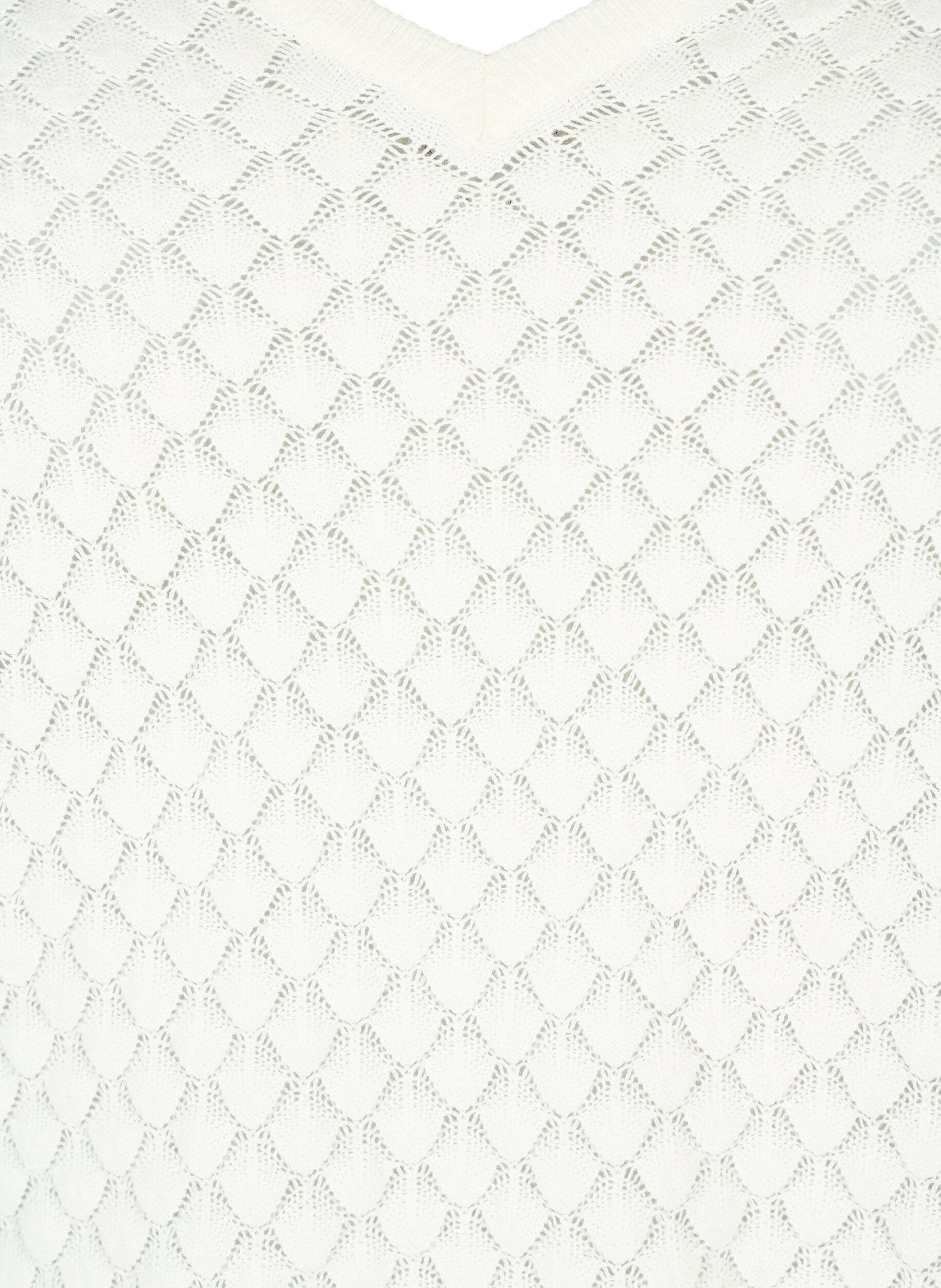 Zizzi Strukturm&ouml;nstrad tr&ouml;ja i ekologisk bomull	, Cloud Dancer, Packshot image number 2