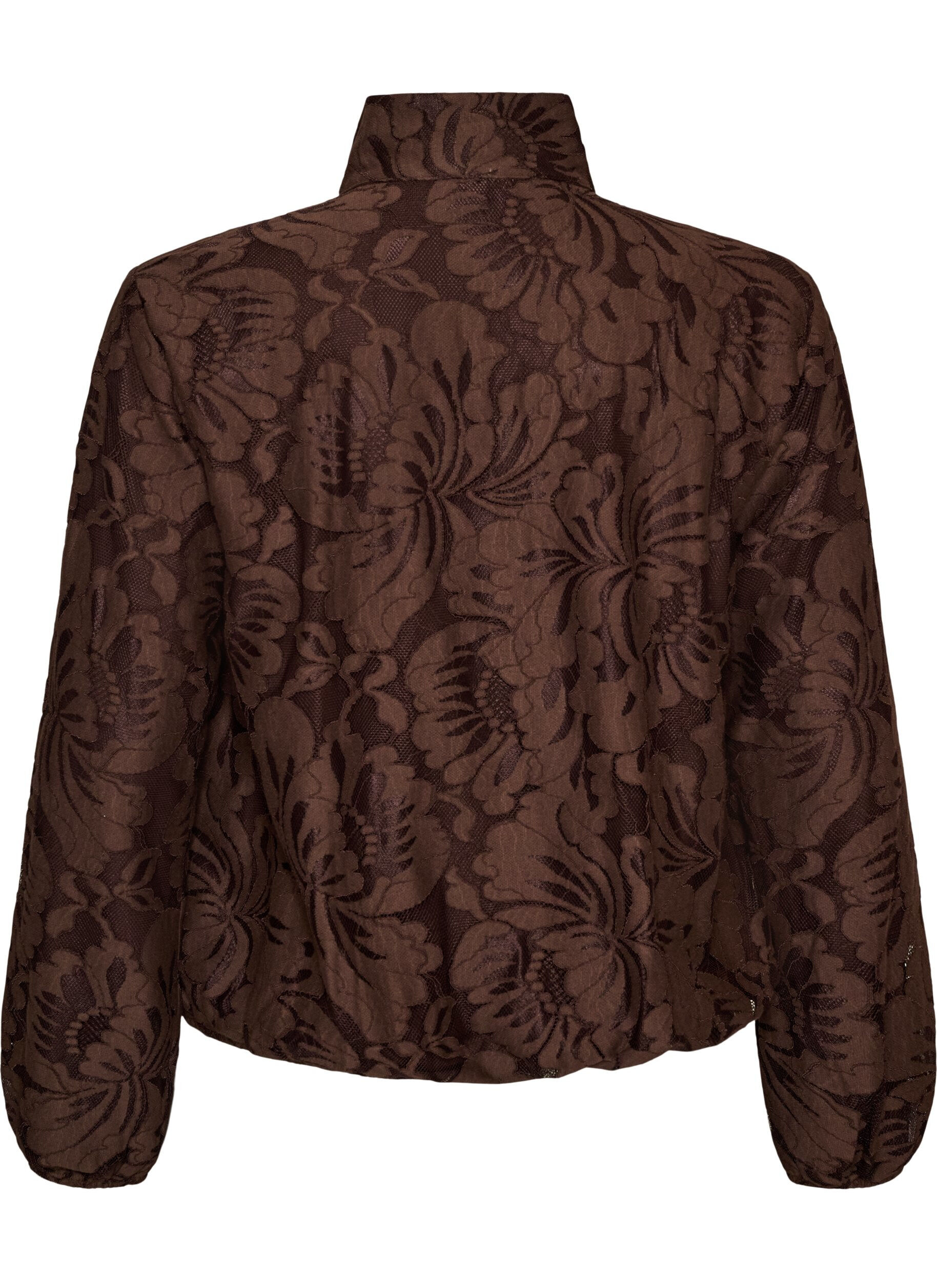 ZizziBomberjacka i blommig jacquard, Brun, Packshot image number 1