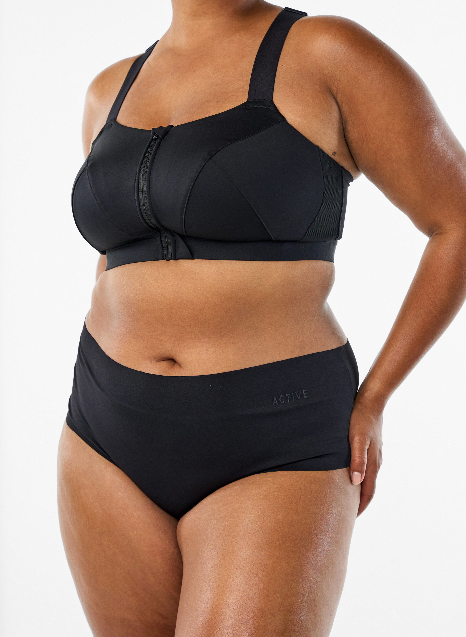 Zizzi 2-pack osynliga tr&auml;ningstrosor, Svart, Model image number 3