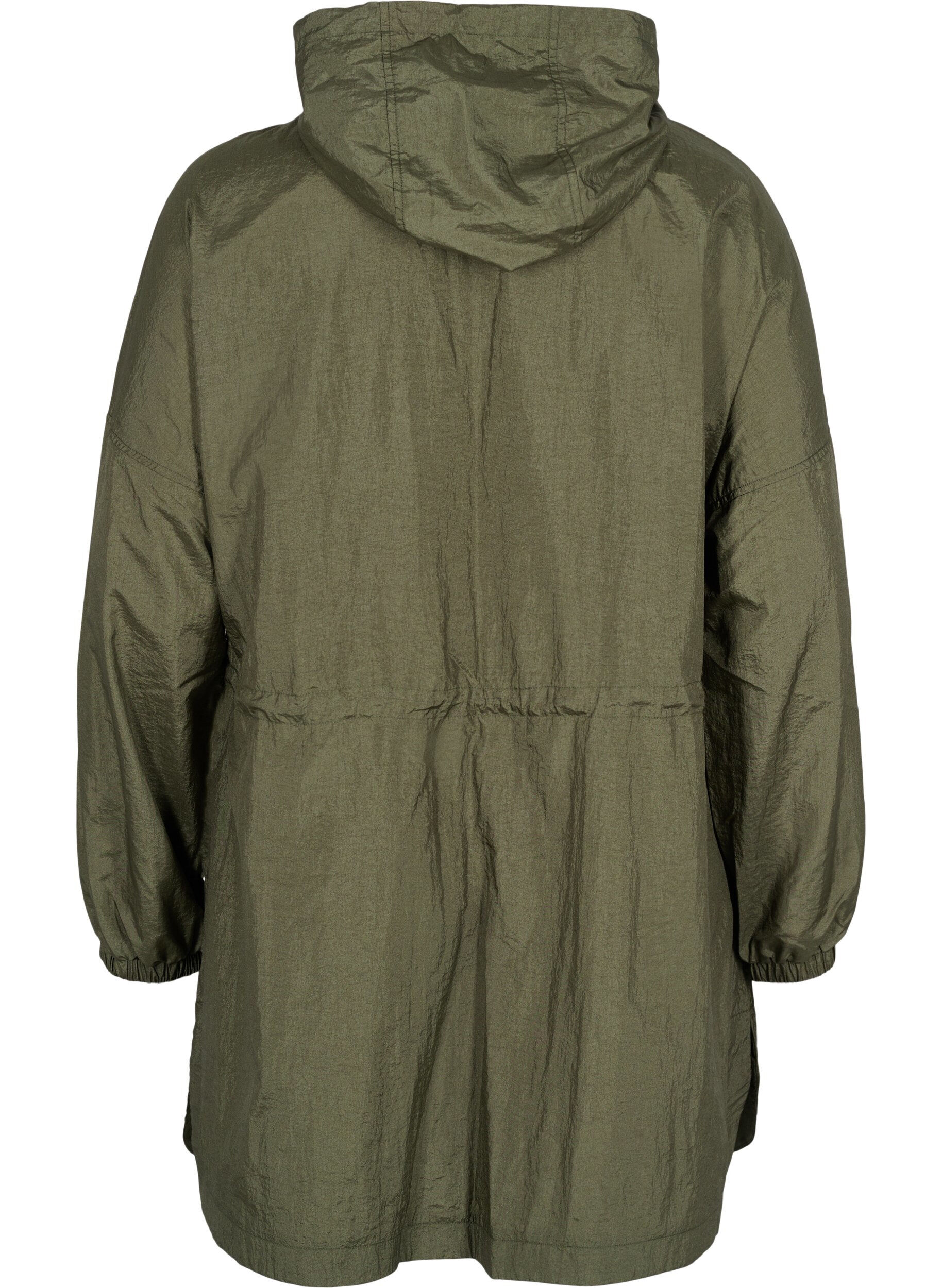 Zizzi L&aring;ng anorak med huva och ficka, Grape Leaf, Packshot image number 1