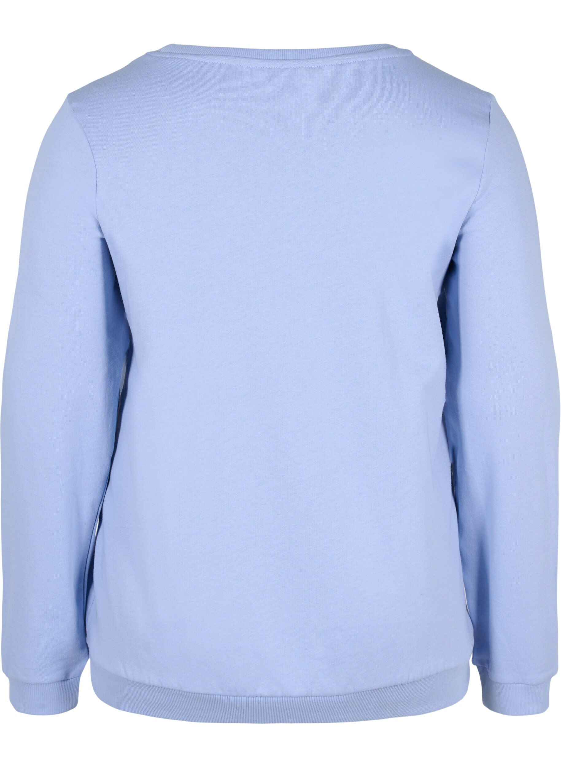 Zizzi Sweatshirt i bomull med texttryck, Blue Heron, Packshot image number 1