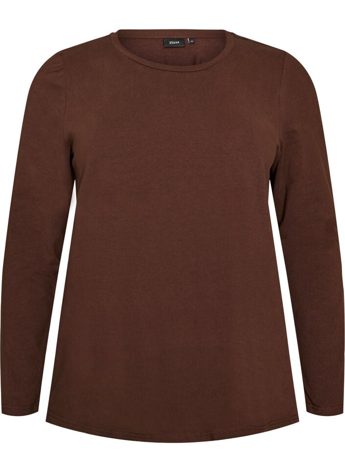 Baslinne i jersey med l&aring;nga &auml;rmar, Brun, Packshot image number 0