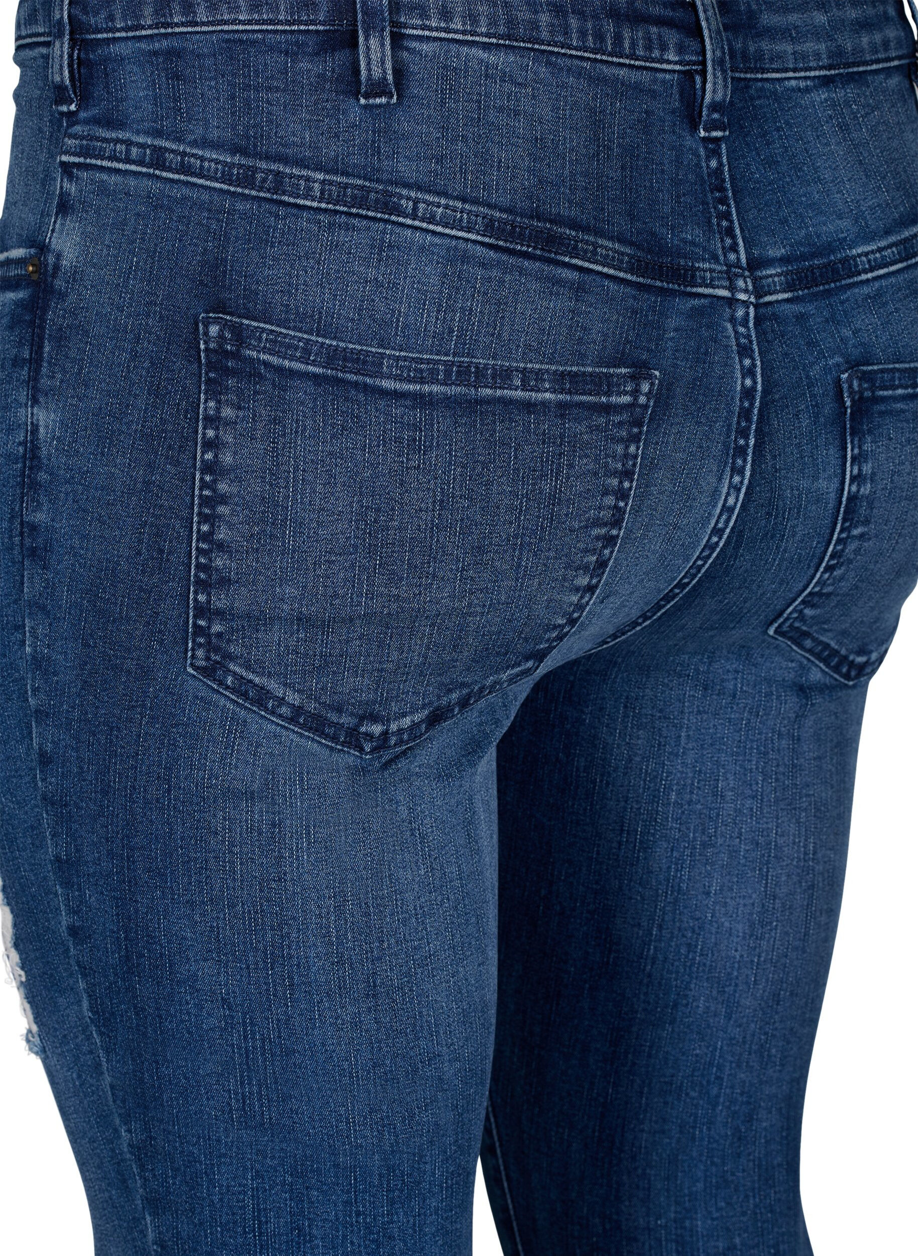 Zizzi Amy jeans i super slim-model med n&ouml;tta detaljer, Blue Denim, Packshot image number 3