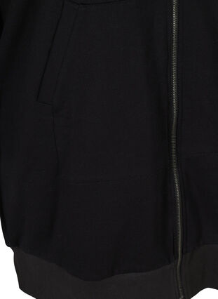 Lång cardigan i sweatshirtmaterial, Black, Packshot image number 3