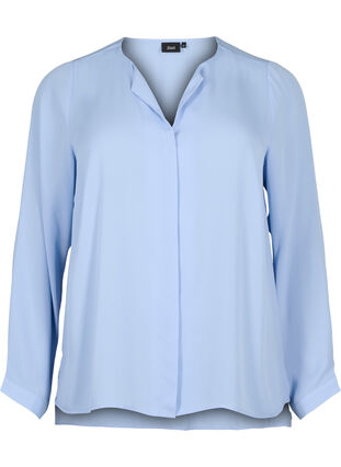 Enfärgad skjorta med V-ringning, Serenity, Packshot image number 0