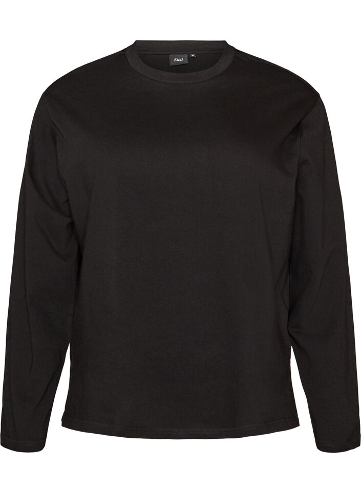 Bas-t-shirt med l&aring;nga &auml;rmar, Svart, Packshot image number 0