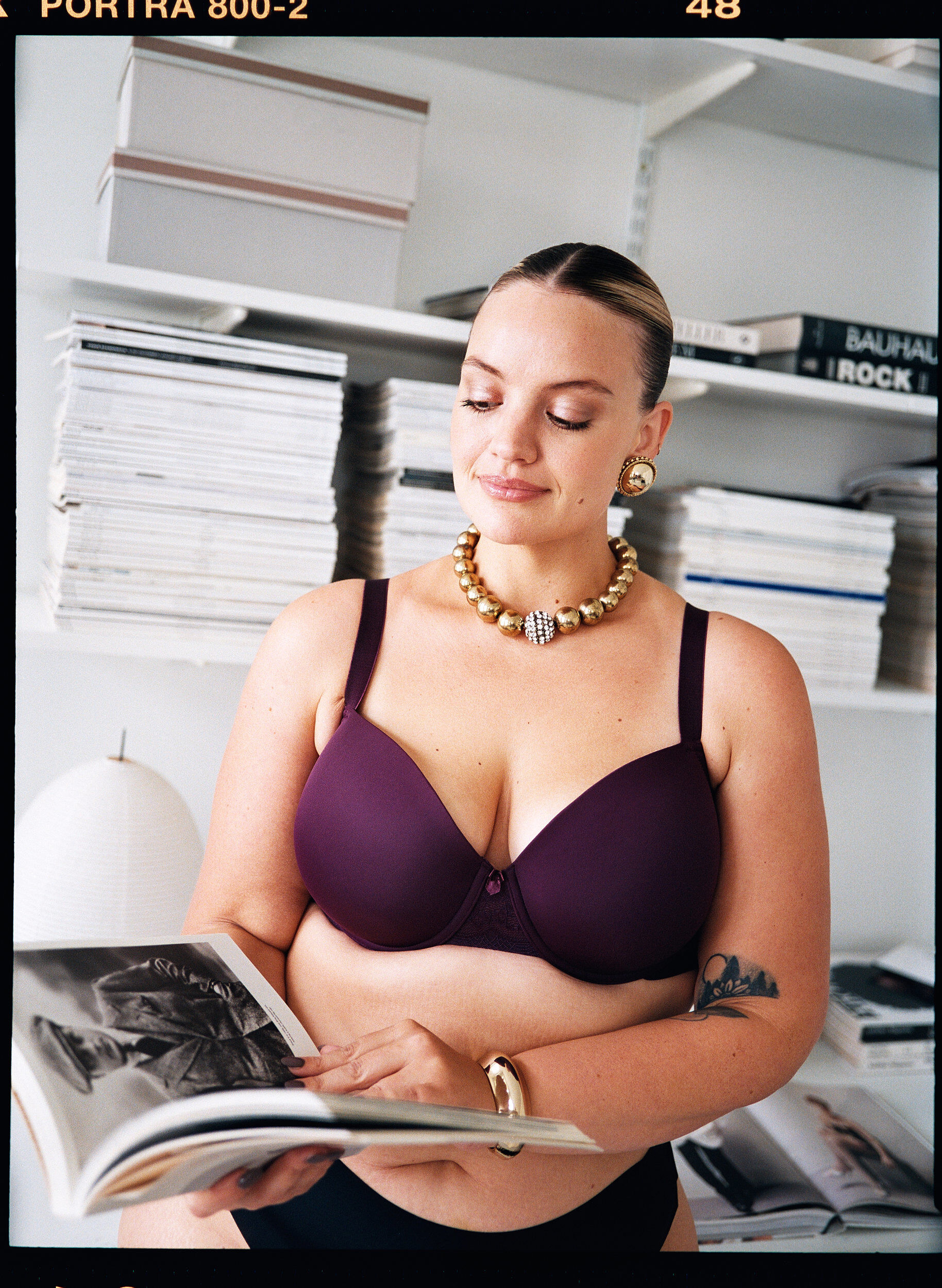 Zizzi Formpressad BH med mesh, Lila, Image image number 0