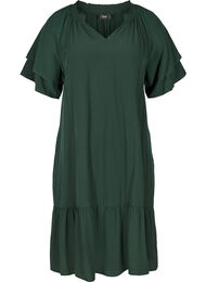 A-linjeskuren klänning med korta ärmar och fickor, Scarab