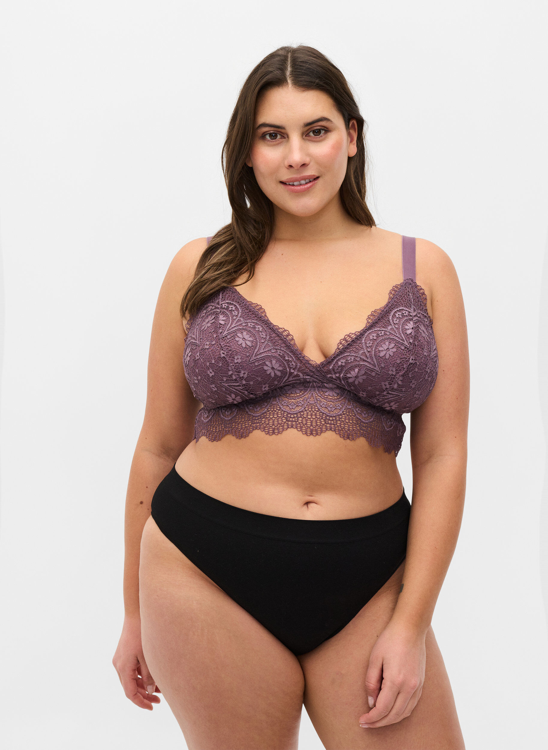 Zizzi 2-pack tai trosor med normal midjeh&ouml;jd, Black, Model image number 0