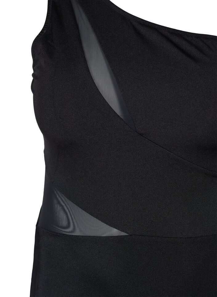 One-shoulder baddr&auml;kt med mesh, Black, Packshot image number 2