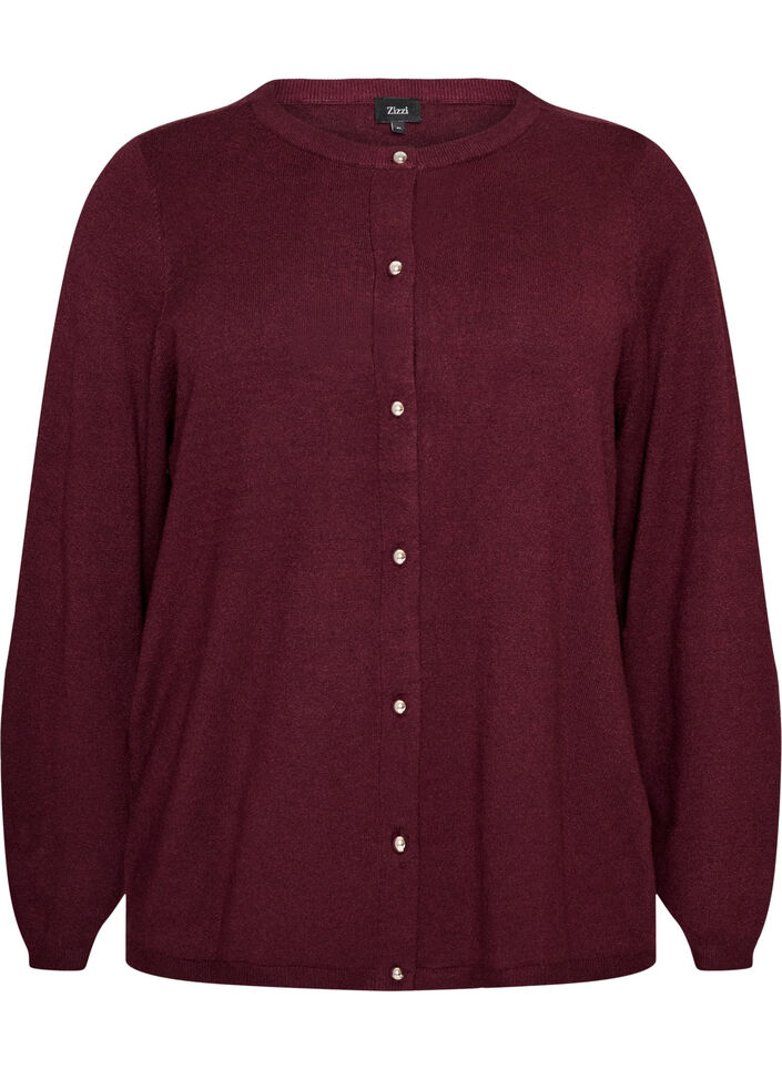 Cardigan med runda knappar, R&ouml;d, Packshot image number 0
