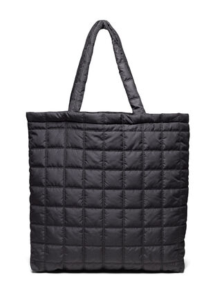 Quiltad väska med axelrem, Black, Packshot image number 0