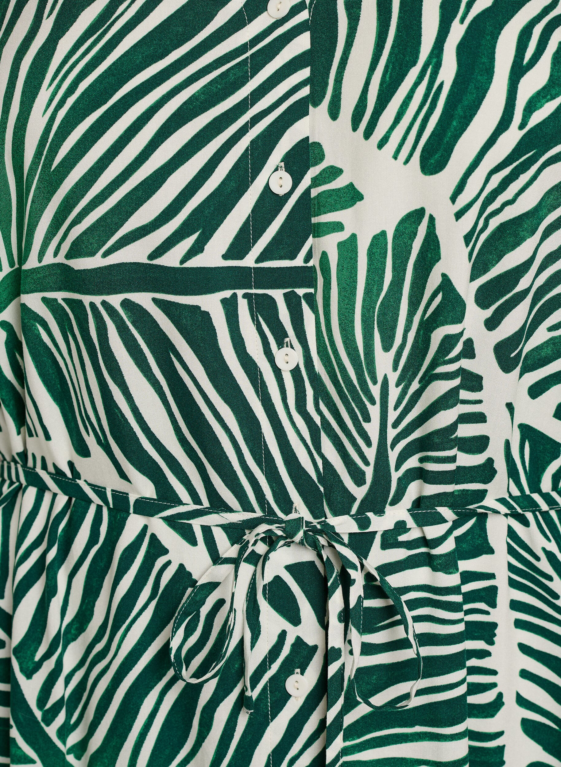 Zizzi Midikl&auml;nning med tryck och knytsk&auml;rp, Gr&ouml;n, Packshot image number 2