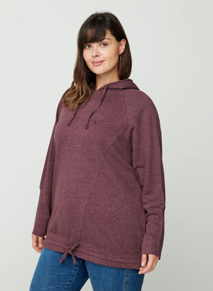 Sweatshirt med justerbar nederdel, Fudge Mel. , Model image number 0