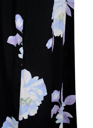 Blommig klänning i viskos med korta ärmar, Black Big Flower AOP, Packshot image number 3