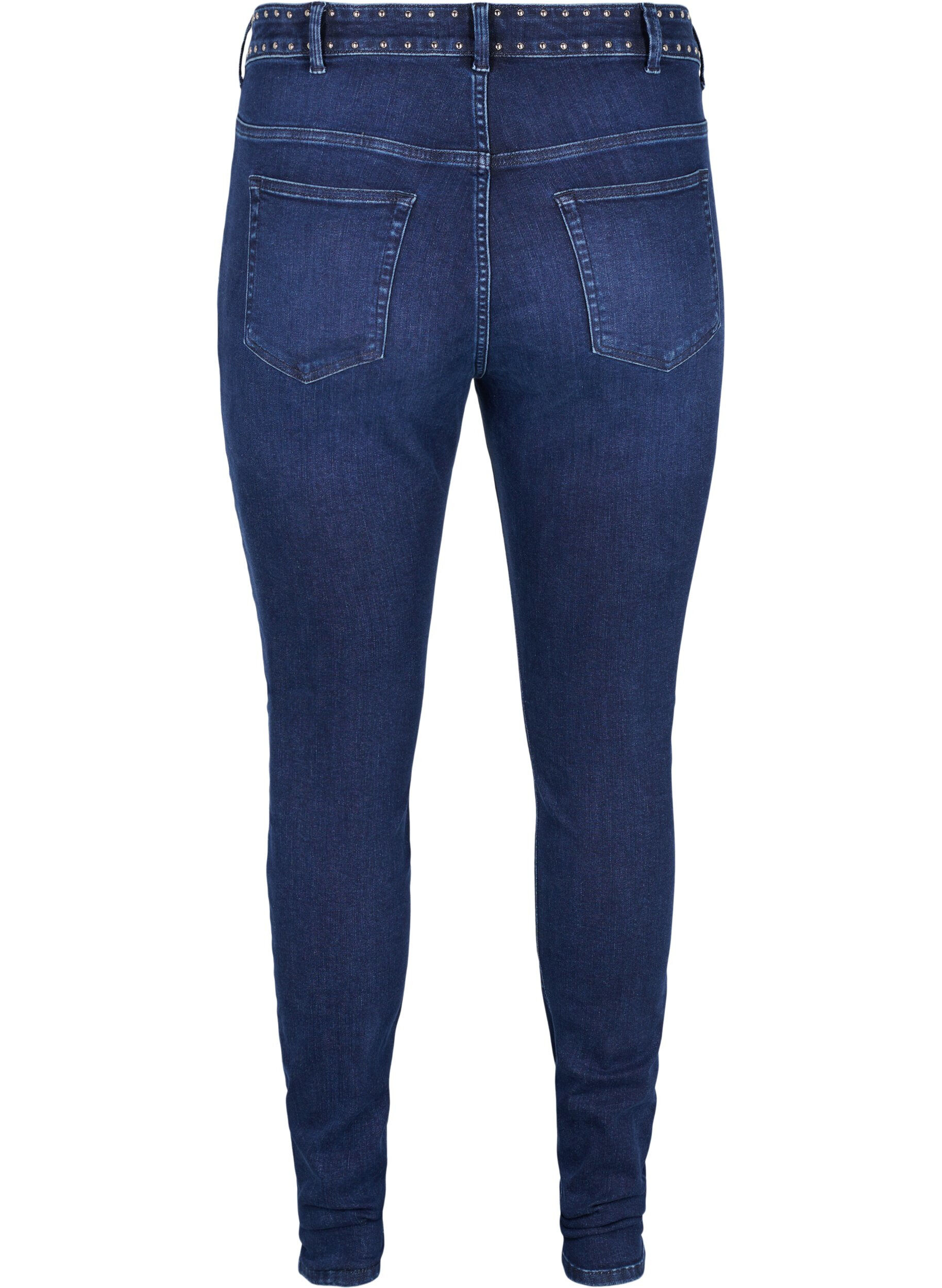Zizzi Super slim Amy jeans med nitar, Dark blue, Packshot image number 1