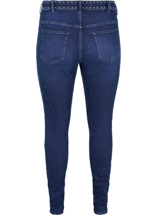 Super slim Amy jeans med nitar, Dark blue, Packshot image number 1