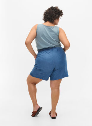Shorts med lös passform och fickor, Blue denim, Model image number 0