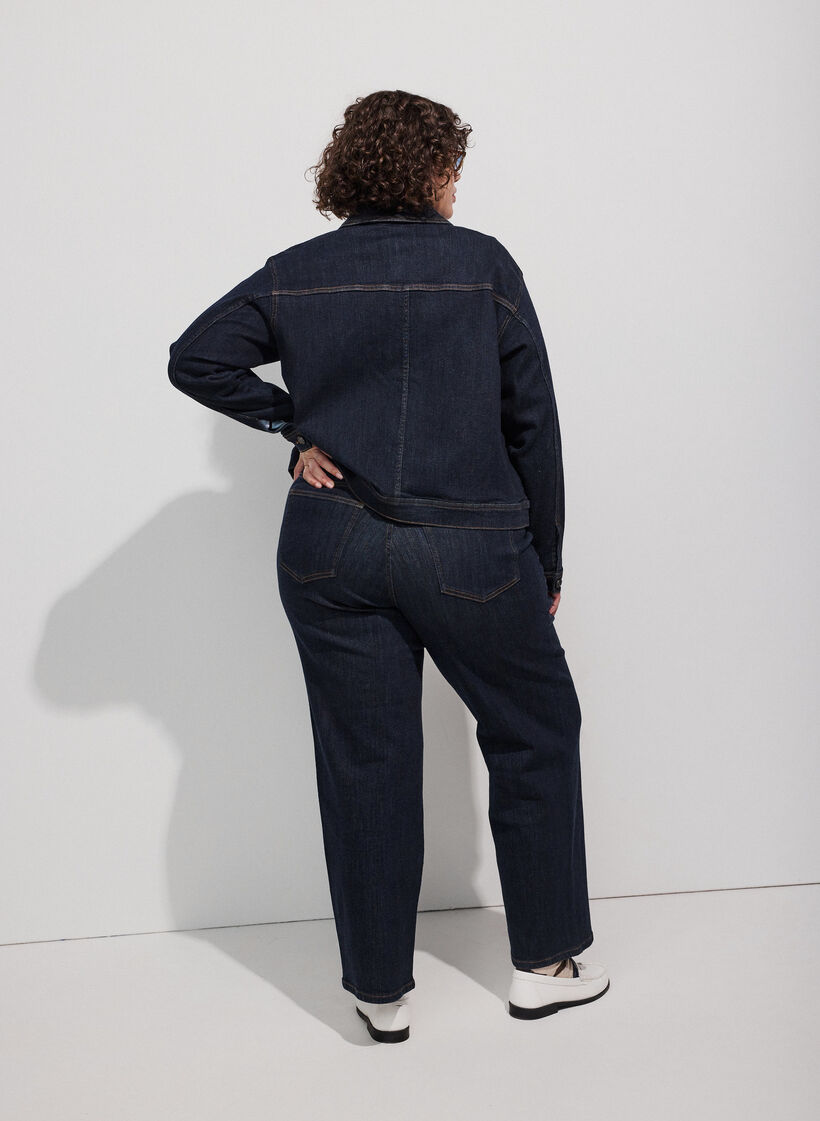 Straight fit Kiana jeans med h&ouml;g midja, Bl&aring;, Model image number 2