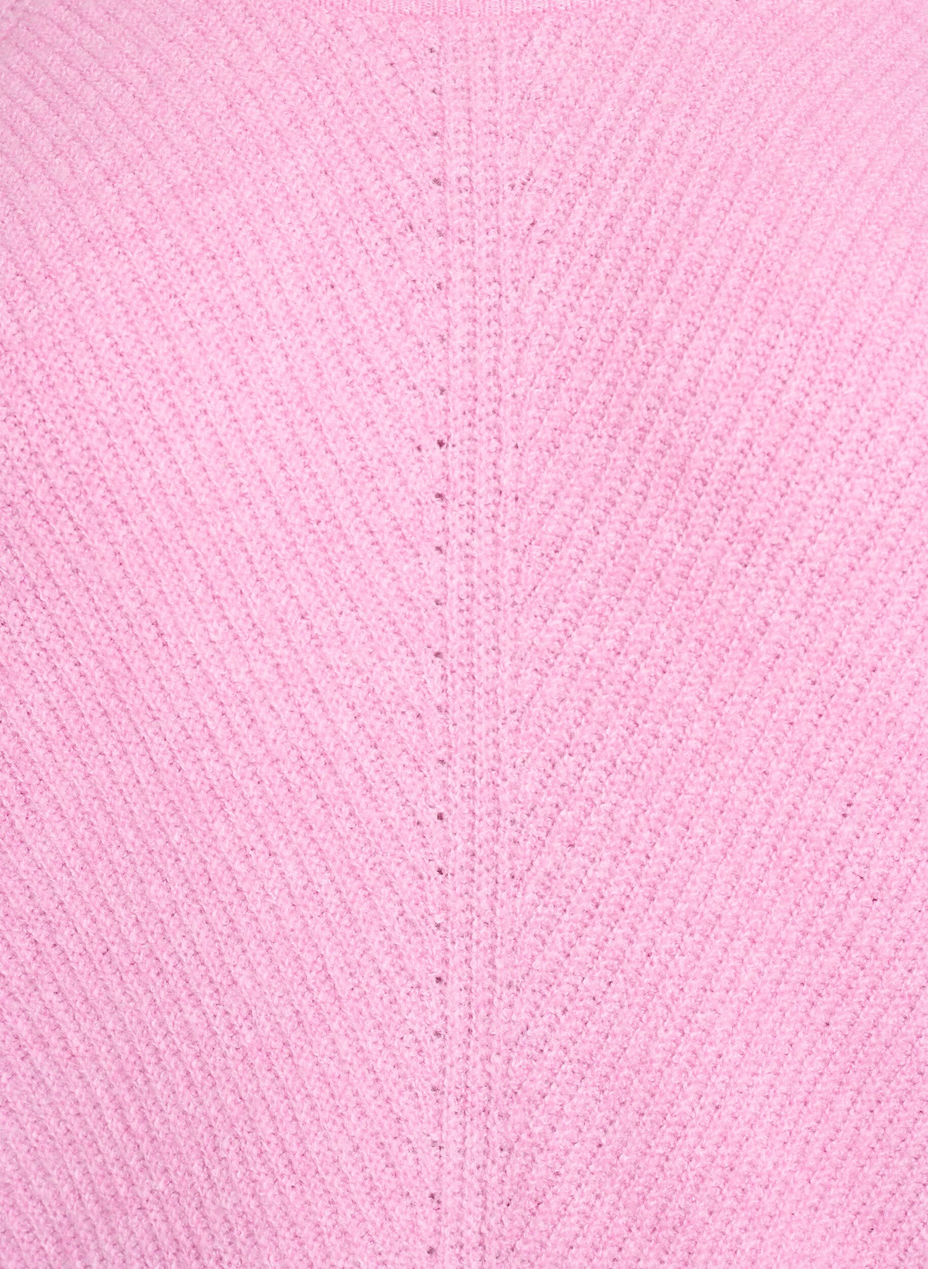 ZizziStickad tr&ouml;ja med diagonalt m&ouml;nster och raglan&auml;rmar, Rosa, Packshot image number 2