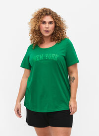 T-shirt i bomull med texttryck, Jolly Green W. New, Model
