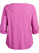 Skjortblus i bomull med v-ringning, Rosa, Packshot image number 1