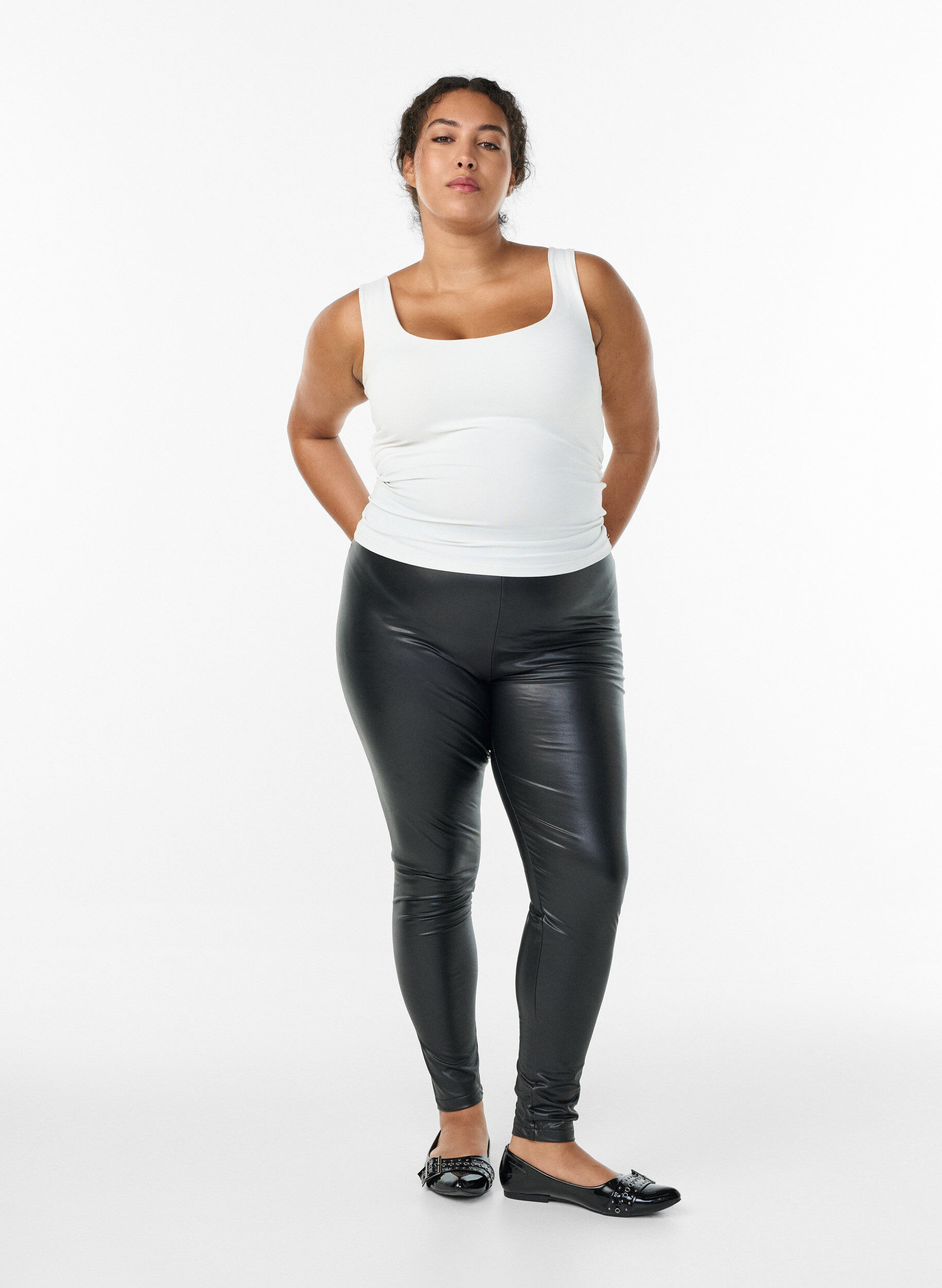 Zizzi Belagda leggings med borstad insida, Svart, Model image number 1