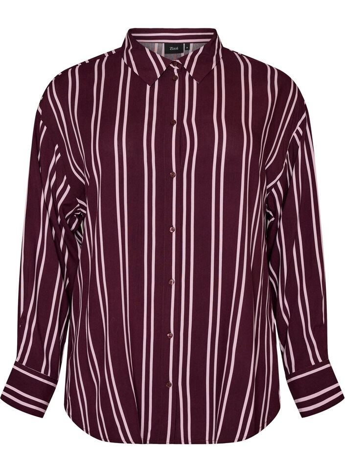 Randig nattskjorta, M&ouml;rk Bordeaux, Packshot image number 0