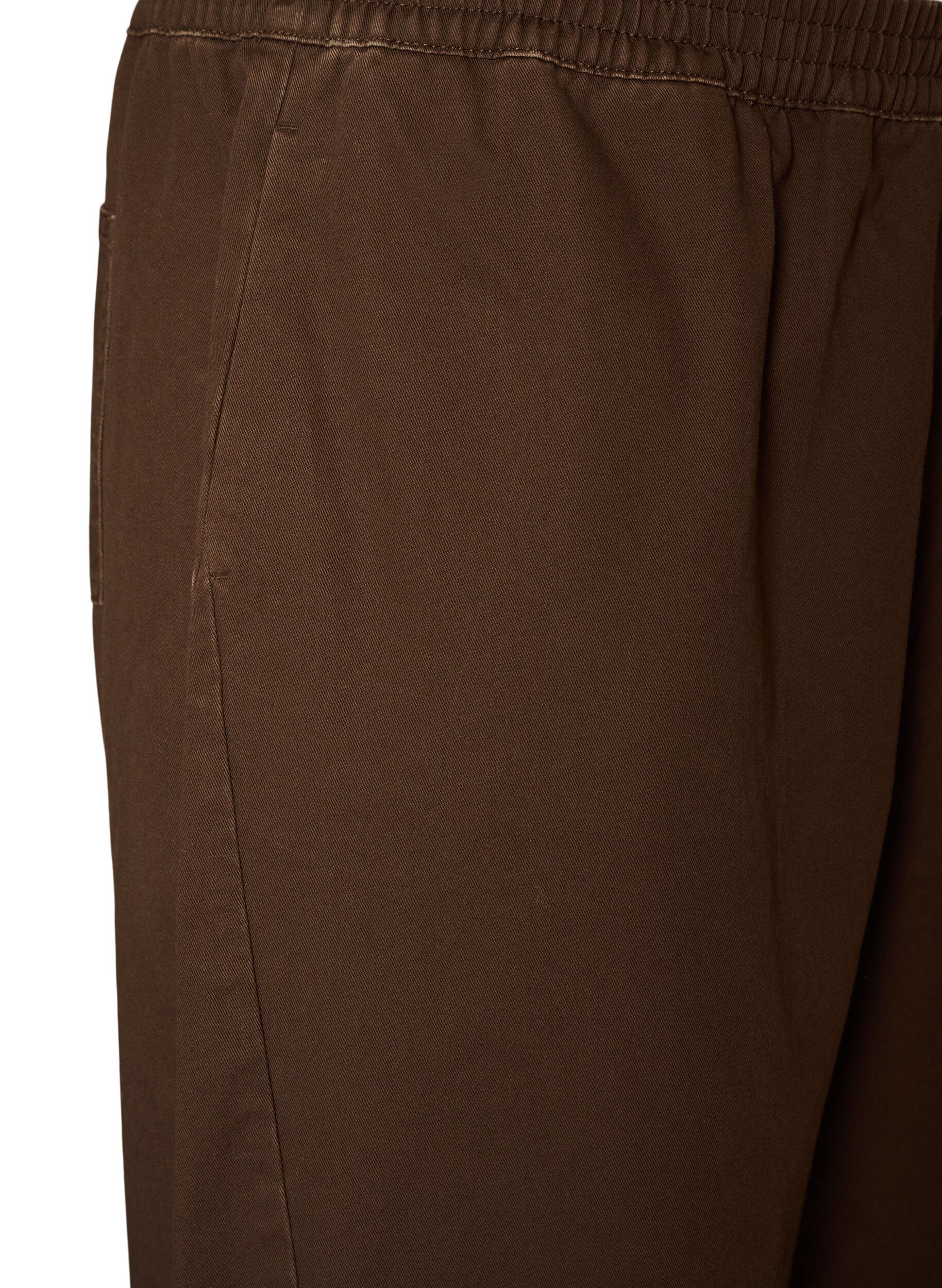ZizziBarrel-jeans med h&ouml;g midja och res&aring;r i midjan, Brun, Packshot image number 2
