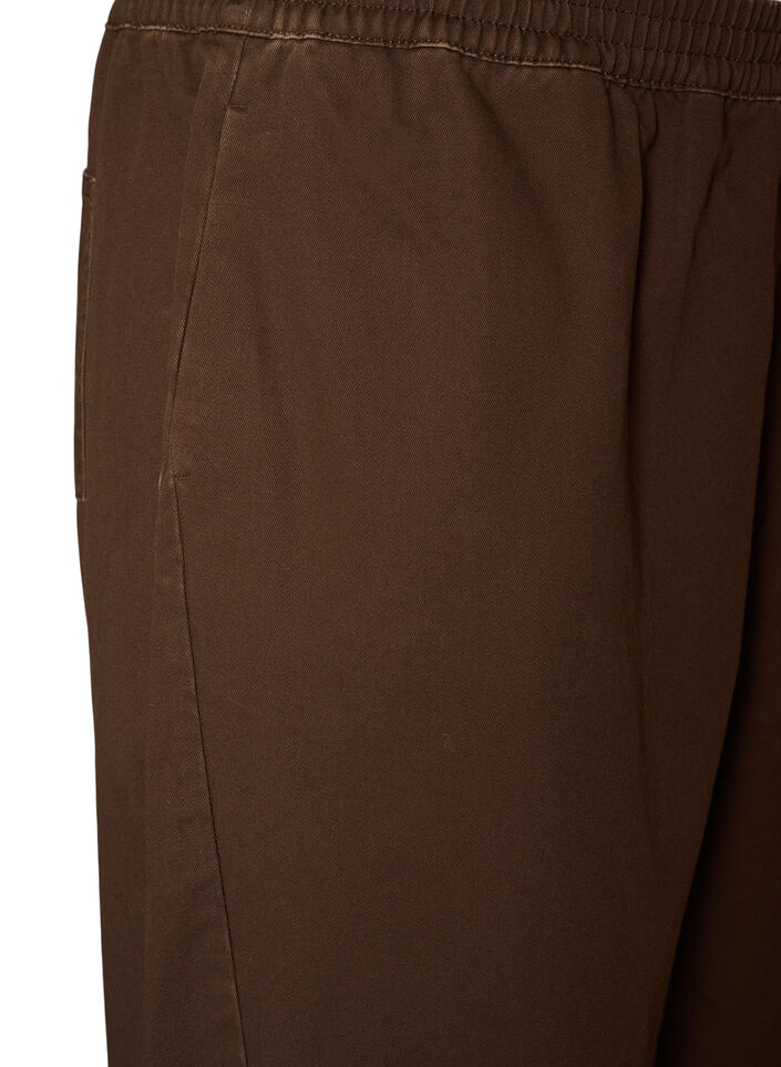 Barrel-jeans med h&ouml;g midja och res&aring;r i midjan, Brun, Packshot image number 2
