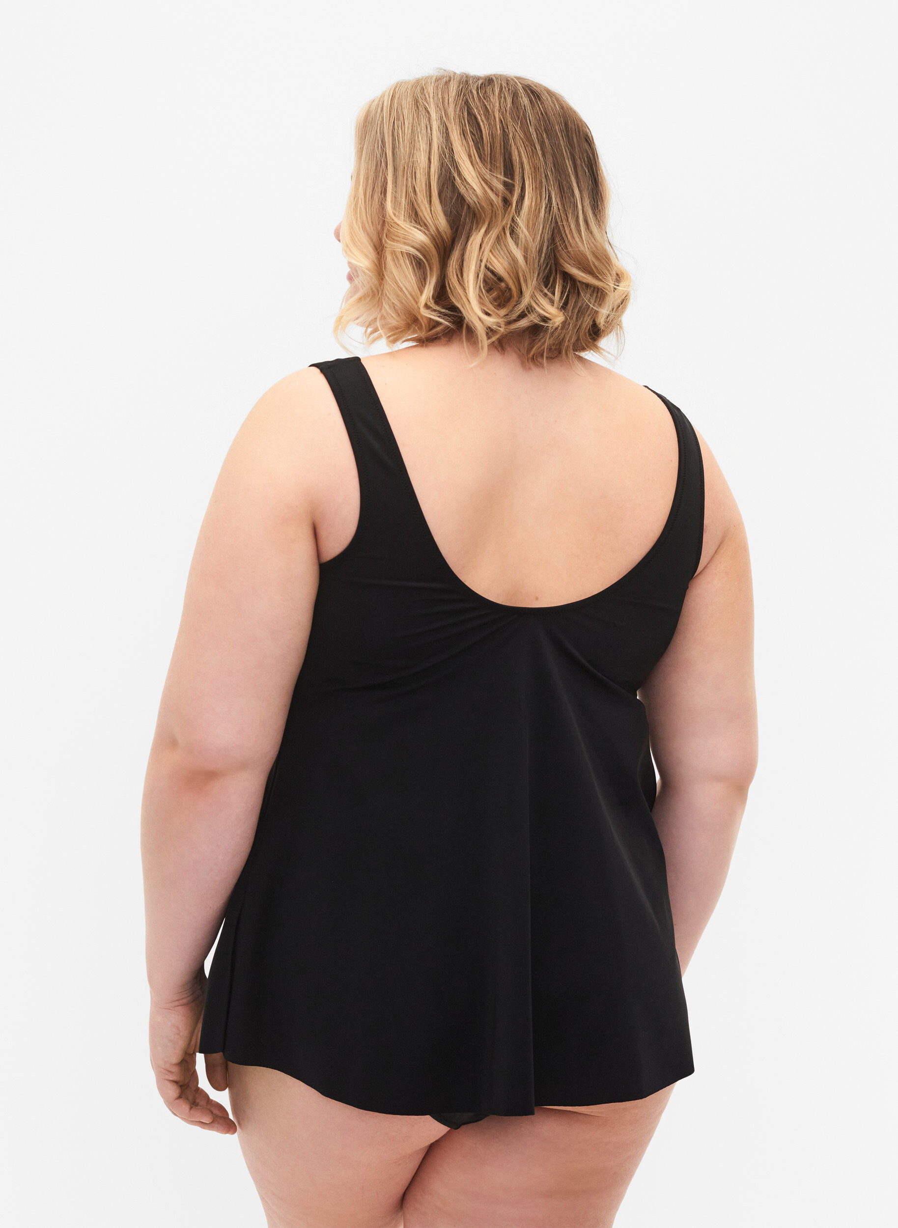 Zizzi Enf&auml;rgad tankini med sn&ouml;rningsdetaljer, Black, Model image number 1
