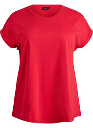 Kort&auml;rmad t-shirt i bomullsmix, R&ouml;d