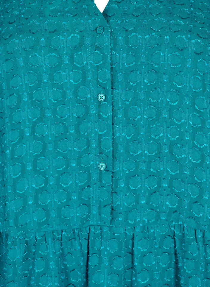 Jacquardklänning med volangkrage, Deep Lake, Packshot image number 2