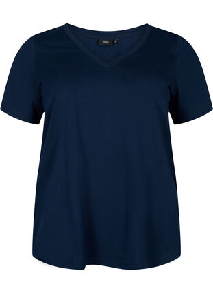 Kortärmad t-shirt med v-hals, Navy Blazer, Packshot image number 0