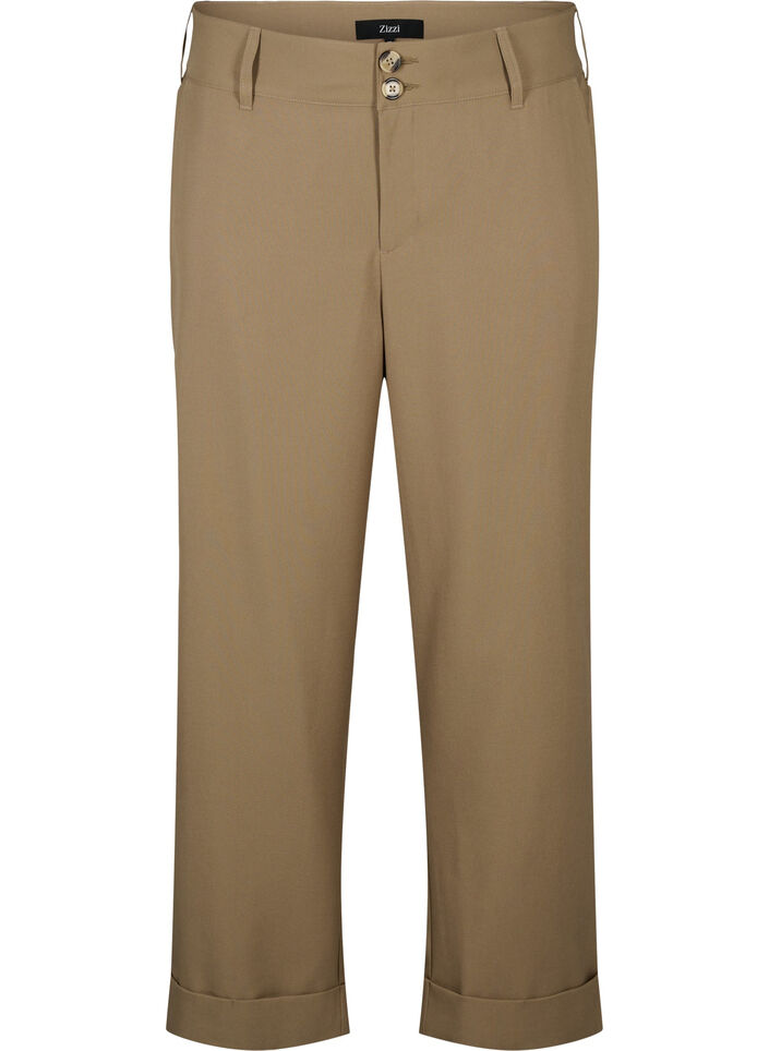 Byxor med hög midja och uppvikning, Petrified Oak, Packshot image number 0