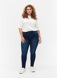 Super slim Amy jeans med hög midja, Blue denim, Model
