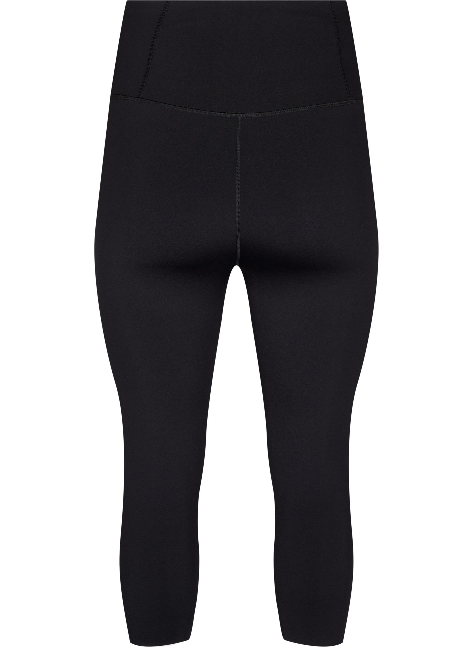 Zizzi CORE, SUPER TENSION TIGHTS - tr&auml;ningstights med 3/4-l&auml;ngd och ficka, Black, Packshot image number 1