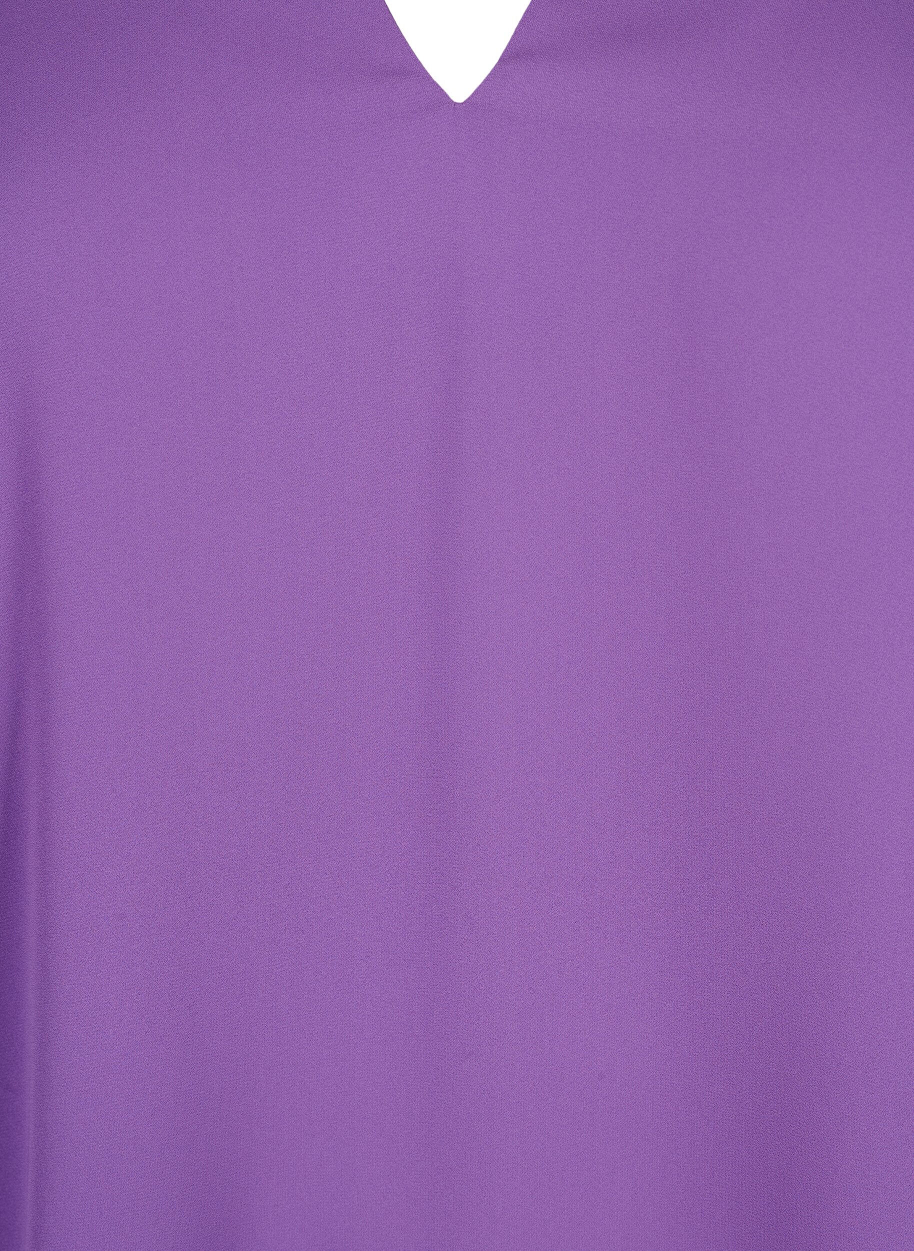 Zizzi L&aring;ng&auml;rmad blus med rynkor p&aring; ryggen, Pansy, Packshot image number 2