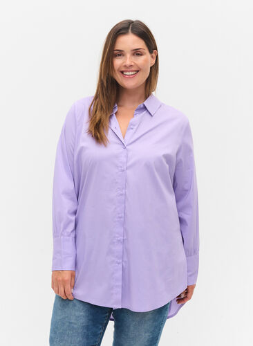 Långärmad skjorta med hög manschett, Lavender, Model image number 0