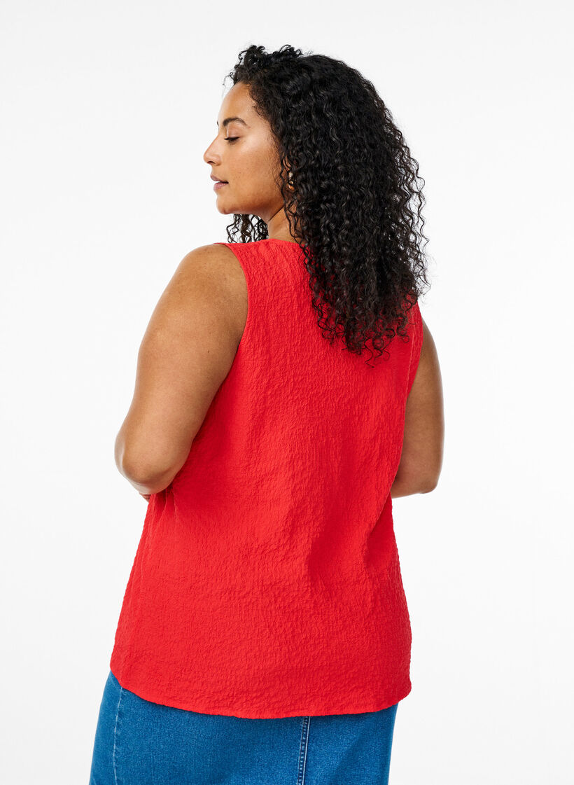 &Auml;rmelloses Top mit Struktur, R&ouml;d, Model image number 2