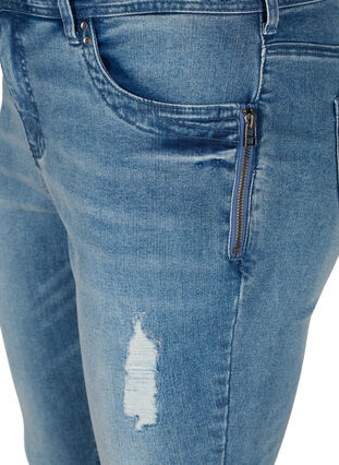 Super slim Amy Jeans med slits, Blue denim, Packshot image number 2