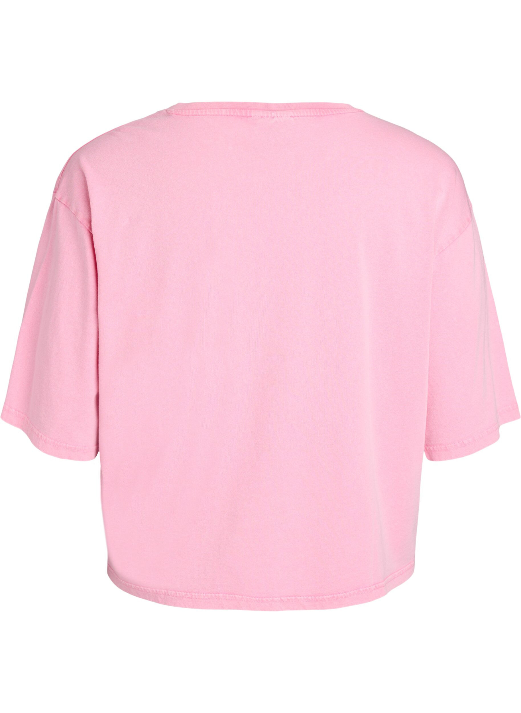 Zizzi Boxig t-shirt i ekologisk bomull, Rosa, Packshot image number 1