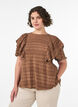 Blus med smock och volang&auml;rmar, Brun, Model image number 0