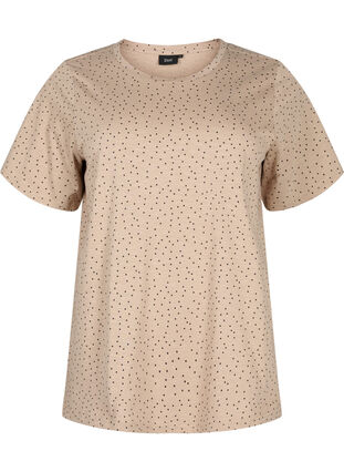 T-shirt i ekologisk bomull med prickar	, Natural Dot, Packshot image number 0