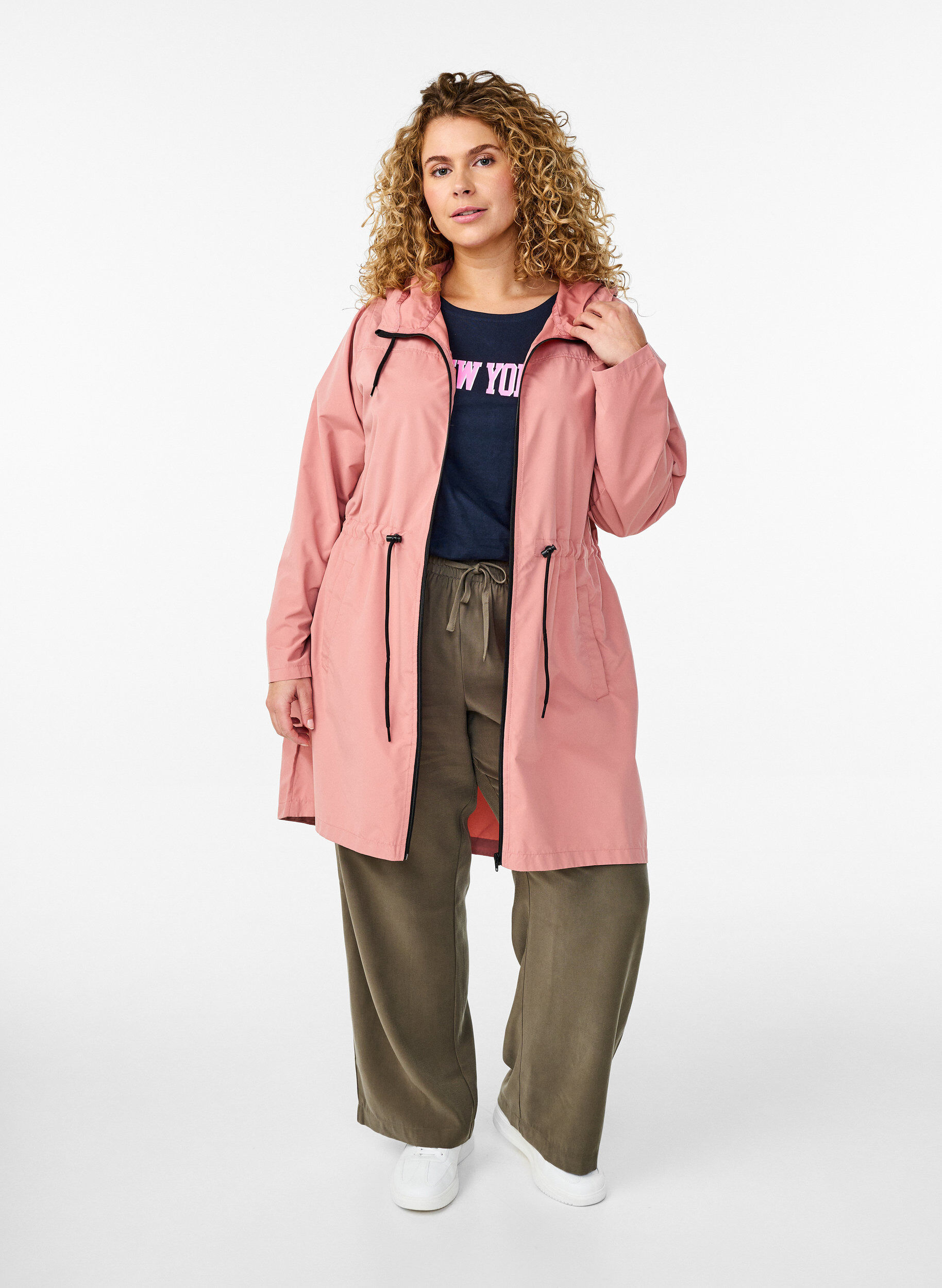 Zizzi FLASH - Vattenavvisande parkas med huva, Rosa, Model image number 1