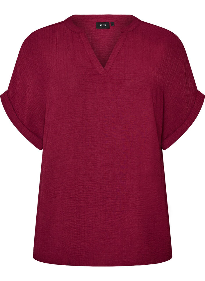 L&ouml;s blus med korta &auml;rmar, R&ouml;d, Packshot image number 0
