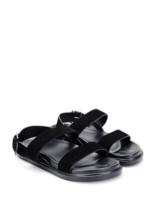 Sandal med bred passform i mocka, Black, Packshot image number 1
