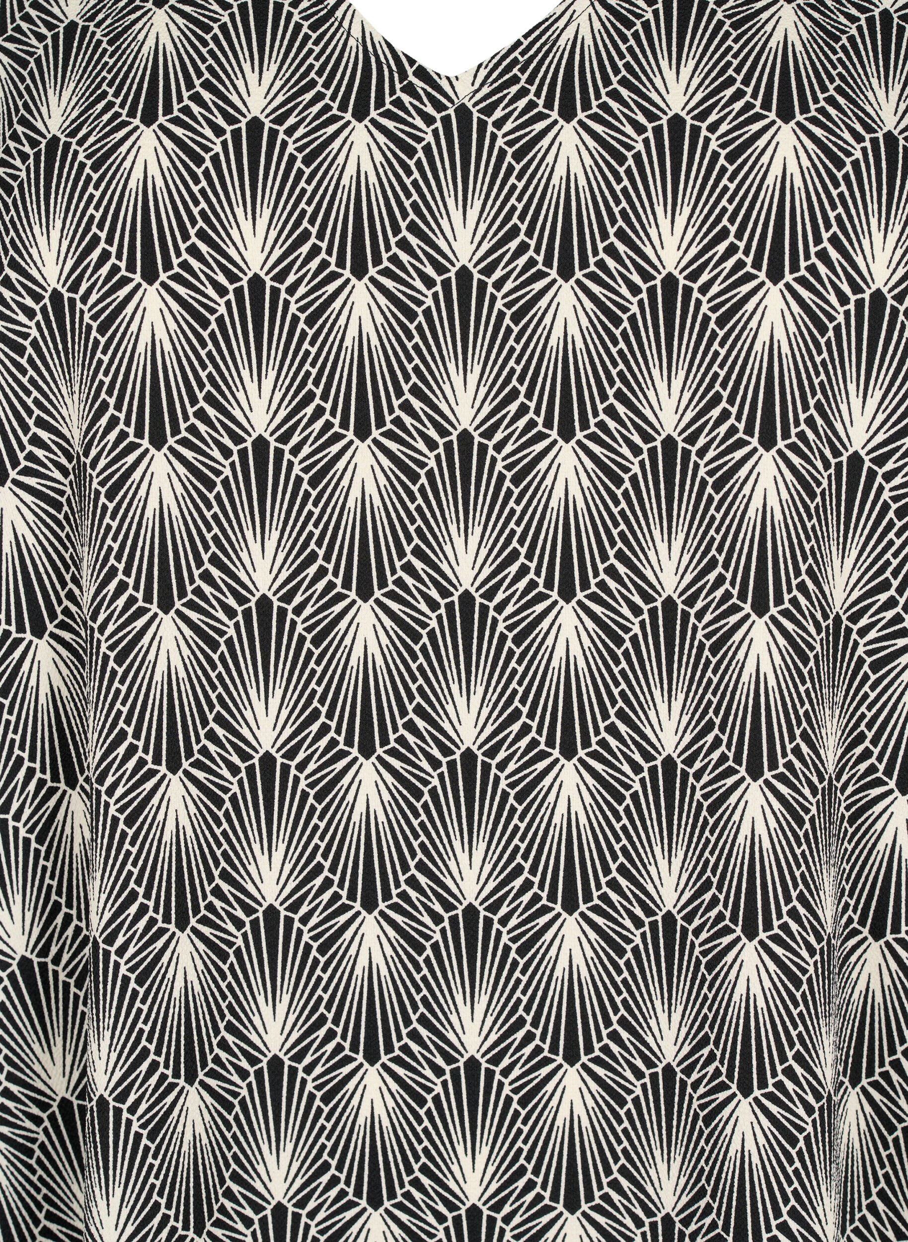 Zizzi Kl&auml;nning med V-ringning och tryck, Birch Graphic AOP, Packshot image number 2