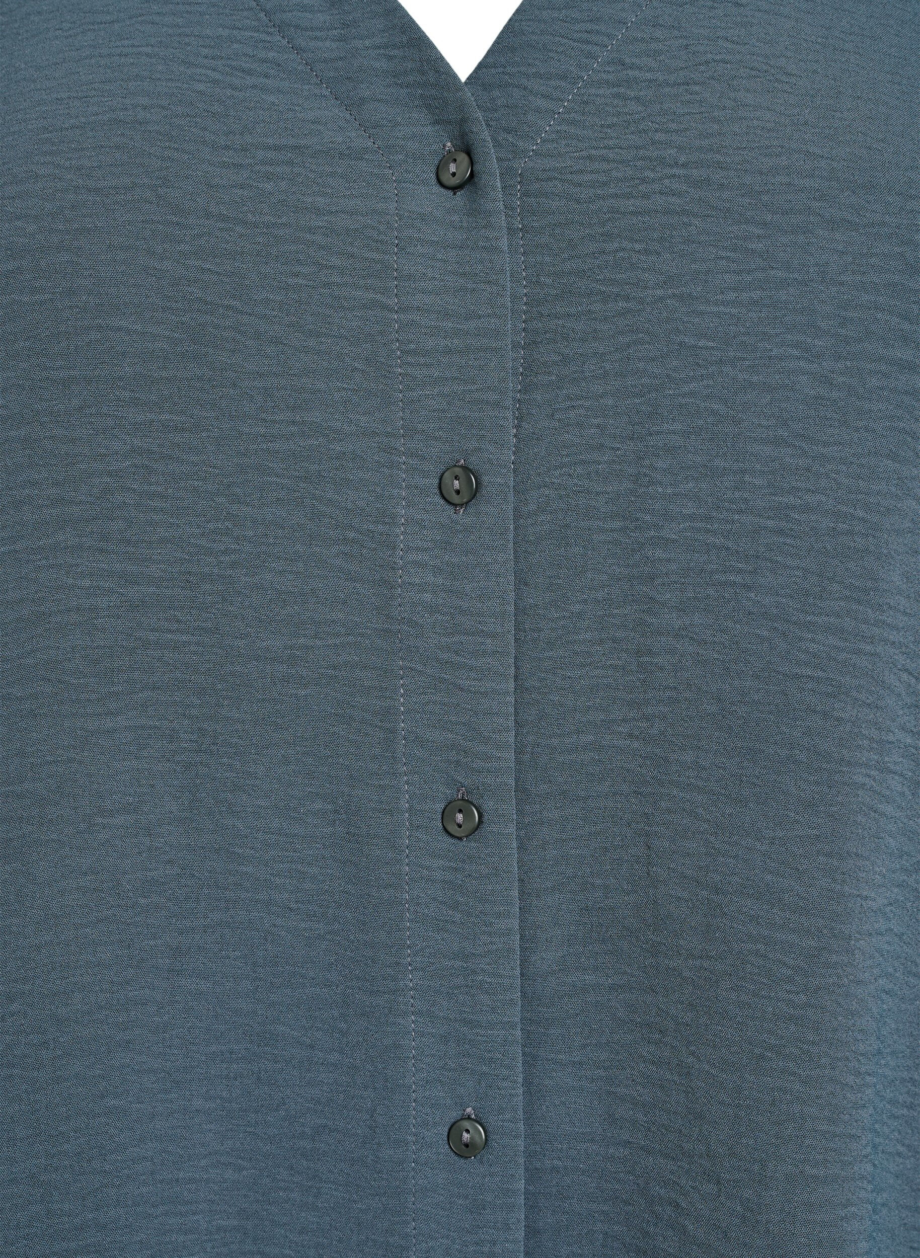 Zizzi Skjortblus med v-ringning och 3/4-&auml;rm, Gr&ouml;n, Packshot image number 2