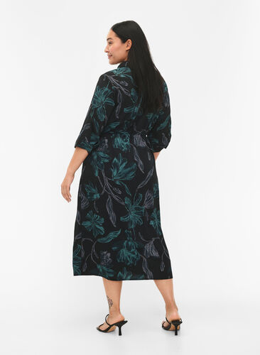 FLASH – Skjortklänning med tryck, Black Scarab Flower, Model image number 1